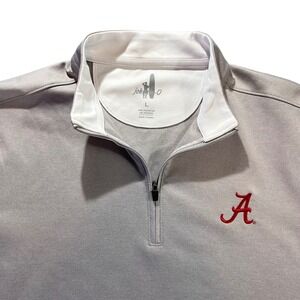 Johnnie O Mens Pullover Quarter Zip Sweatshirt Gray Alabama Crimson Tide Logo  L